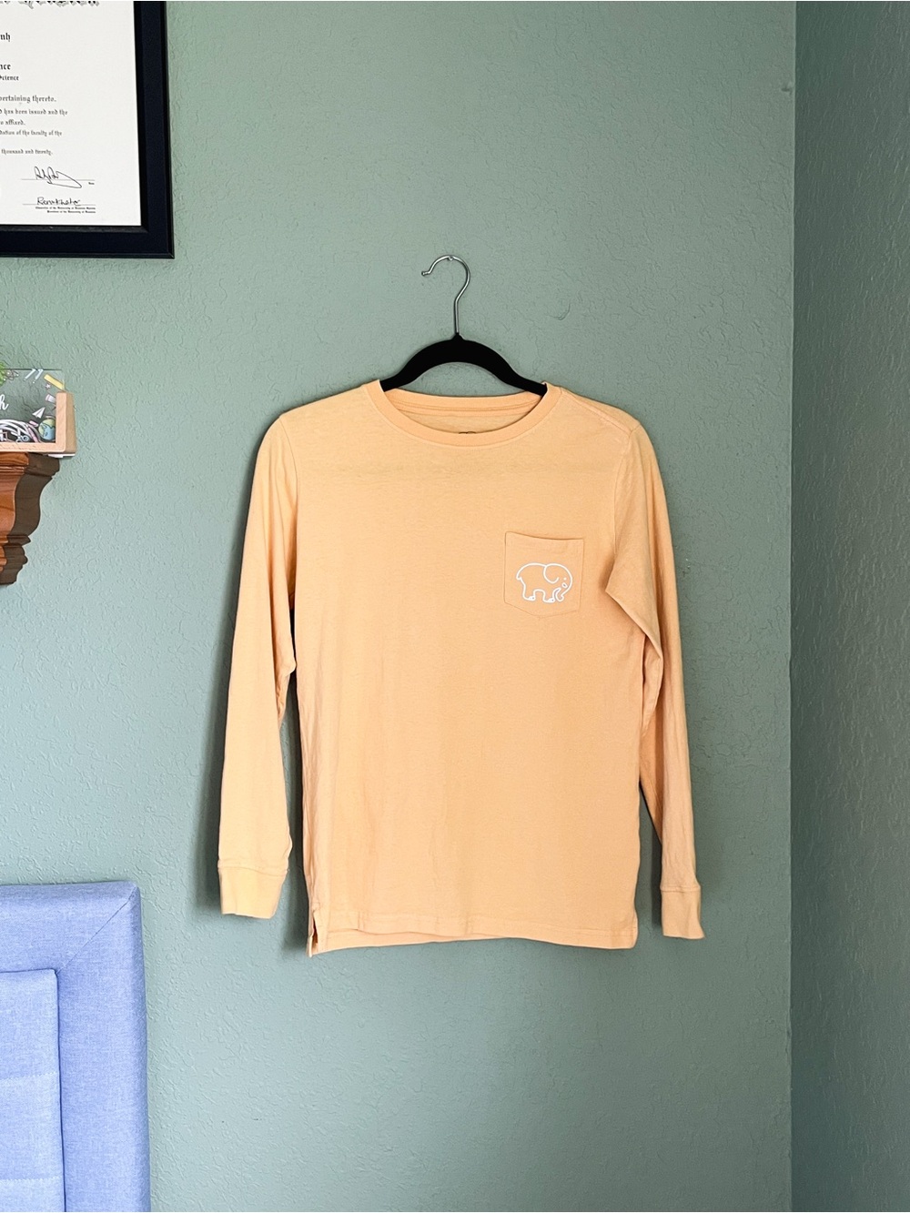 Ivory Ella Long Sleeve Crew Neck Cotton T Shirt Tee Size XS Apricot